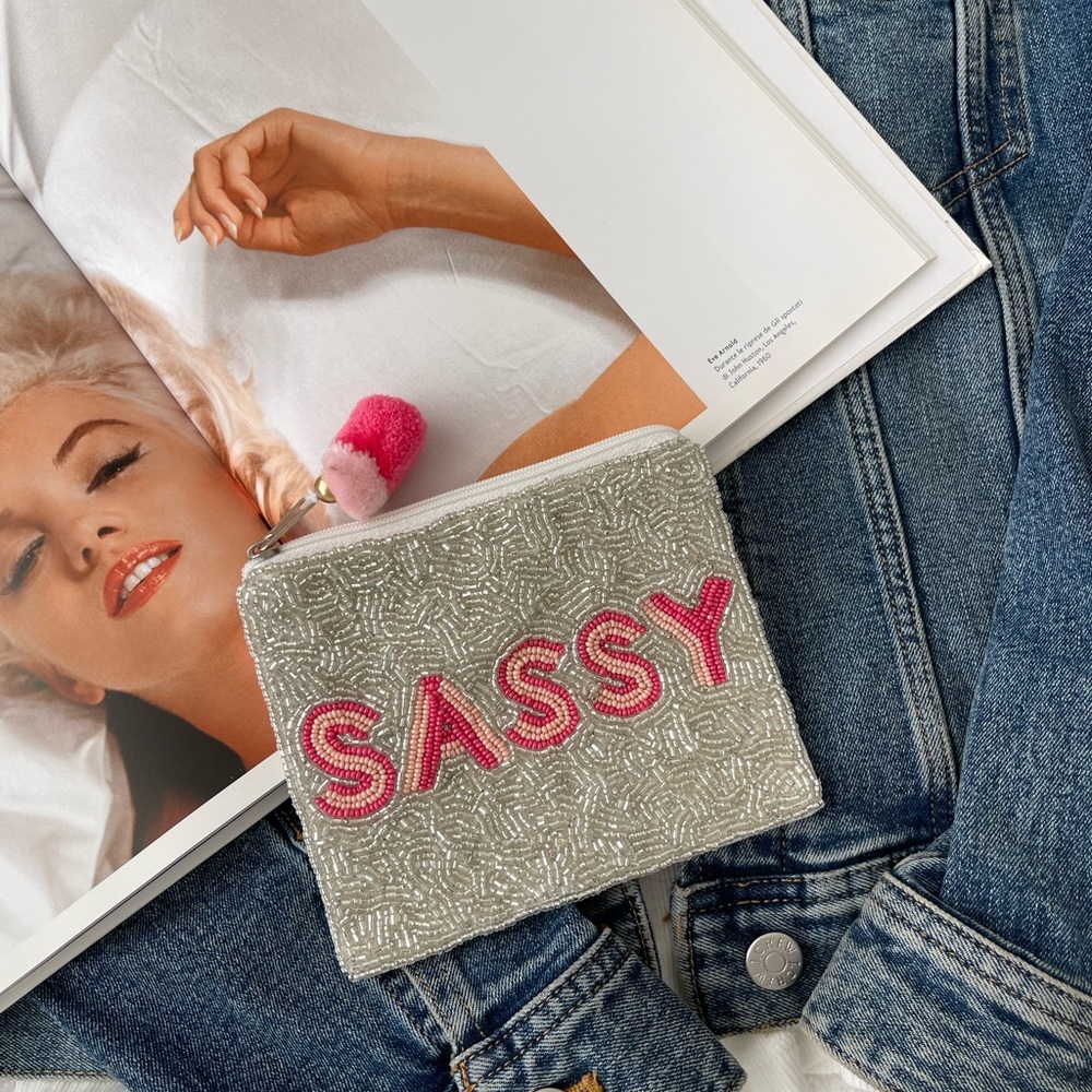 Sassy Coin Pouch Seed Bead Coin Pouch Beaded Coin Bag Pink Beaded coin purse